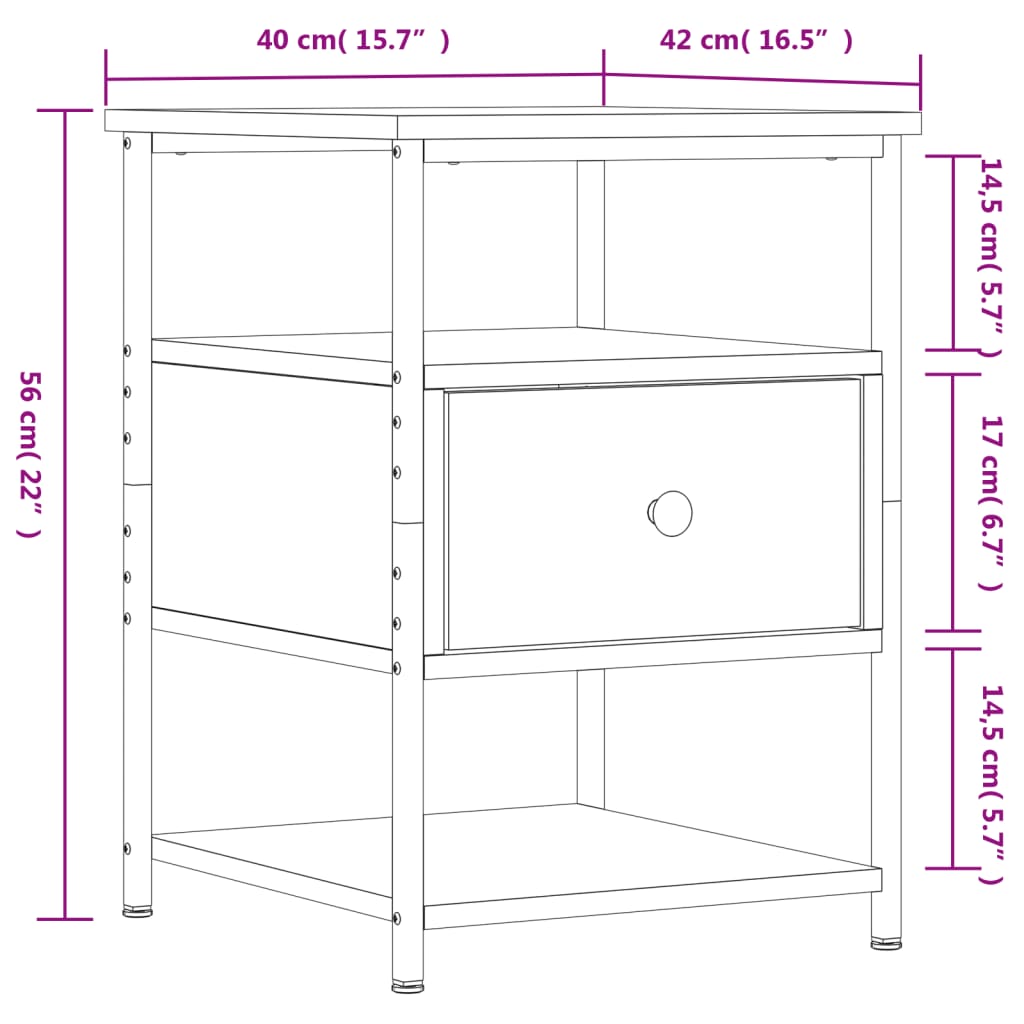 Nachttisch Sonoma-Eiche 40x42x56 cm Holzwerkstoff